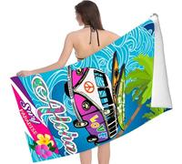 Large Surf Beach, Quick Dry Absorbent, 70 x 140 cm, 27,56 x 55,12 pouces, with Vibrant Print Fine Fiber Towel, Microfiber Surfing Towel, Holiday Beach Cloth, for Fast Drying Outdoor Swim Travel Use