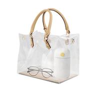 Large Transparent Bag - Waterproof PVC Clear Tote, Cosmetic Makeup Storage Organizer, Stadium Approved Carry Handbag, Beach Gym Festival School Outdoor Travel Utility Storage Bag | for Daily Use