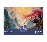 Large Tree with Flowers 1000 Pièces Carton Premium Lot de Puzzles Chinese Architecture Anti-Stress Défi Unique Puzzles pour Adultes Et Enfants 38x26cm/1000pcs