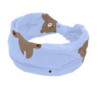 Large turban à motif d'ours de dessin animé violet/bleu pour femme, bandeau antidérapant, élastique pour la transpiration, le yoga, l'entraînement, le yoga