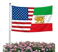 Large US And Old Iran Friendship Flag | USA And Former Iran Historic Flags With Sun Lions, Vivid Color Fade Proof, Double Stitched, For Home, Garden, Events, International Celebrations