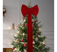 Large Velvet Christmas Bows for Holiday Decor, 6 Ft Red Christmas Tree Topper Bow, Giant Decorative Ribbon for Wreaths, Front Door, Porch, Mantle & Outdoor Decorations (M: 18×51 in)