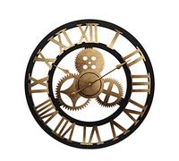 Large Wall Clock Vintage Industrial Gear Wall Clock 3D Roman Numerals Retro Wall Clock for Living Room Kitchen Restaurant Coffee Shop Decor B (B)