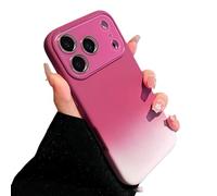 Large Window Colorful Gradient Silicone Soft Case for iPhone 17/16/15/14/13/12 Pro Max with Lens Protection Shockproof Matte Cover. (12 Pro,Red)