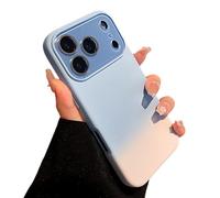 Large Window Colorful Gradient Silicone Soft Case for iPhone 17/16/15/14/13/12 Pro Max with Lens Protection Shockproof Matte Cover (13,Blue)