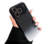 Large Window Colorful Gradient Silicone Soft Case for iPhone 17/16/15/14/13/12 Pro Max with Lens Protection Shockproof Matte Cover (13 Pro,Black)