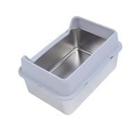 Largette de Gros Chats, Boîte de Chat en Acier Inoxydable Entrée en Haut en Acier Inoxydable Robuste pour Les Grands Chats (Gris Clair)