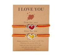 Largeur Largeur Acier Anneaux Handmade Love Heart Couple Relationship String Rope Bracelets Black Red Woven String Pinky Promise Anniversary Valentine's Bracelet Bracelet Cadeau Pour En (C, One Size)