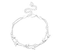 Largeur Naturelle 2 Bracelet Bracelets Bijoux Fashionable Double Layer Design Is Combined With Exquisite Butterfly Decoration Showing Romance And Vitality Pour Femmes Bracelet (Silver, One Size)