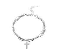 Largeur Naturelle Naturelle Pour Inoxydable Bijoux Bracelet à couches en or pour femme Bracelet à double couche à chaîne suspendue pour homme Bracelet en acier Acier Bracelet (White, One Size)