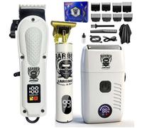 LARGNER Ensemble de tondeuse multifonctions 3 en 1 LARGNER, blanc - Tondeuse et styler à barbe haute précision, écran LCD
