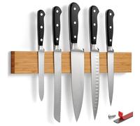 LARHN Porte-Couteaux Aimanté Auto-adhésif - Bambou, 40 cm - Barre Aimantée