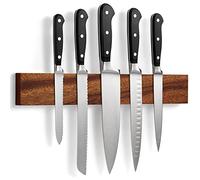 Porte Couteaux Aimanté en Noyer avec Aimant Extra Puissant - 40 cm - Aimant Couteau Mural pour Les Couteaux, Les Ustensiles et Les Outils - par LARHN