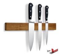 LARHN Porte-Couteaux Aimanté Néodyme - Acacia, 40 cm - Barre Aimantée | Fixation Murale Auto-adhésif sans Perçage, Vis, Bande 3M en Option & Vidéo Incluses, Tient les Couteaux les Plus Lourds