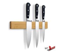 LARHN Porte-Couteaux Aimanté Néodyme - Bambou, 30 cm - Barre Aimantée | Fixation Murale Auto-adhésif sans Perçage, Vis, Bande 3M en Option & Vidéo Incluses, Tient les Couteaux les Plus Lourds