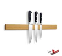 LARHN Porte-Couteaux Aimanté Néodyme - Bambou, 60 cm - Barre Aimantée | Fixation Murale Auto-adhésif sans Perçage, Vis, Bande 3M en Option & Vidéo Incluses, Tient les Couteaux les Plus Lourds
