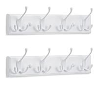 LARHN Porte Manteau Mural Blanc (2 u) - 4 Crochets Triples - 42 cm - Patere Murale Bois pour une Entrée, Chambre, Salle de Bain et Vestiaire