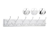 LARHN Porte Manteau Mural Blanc - 6 Crochets Triples - 59 cm - Patere Murale Bois pour une Entrée, Chambre, Salle de Bain et Vestiaire