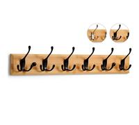LARHN Porte Manteau Mural Bois - 6 Crochets Triples en Noir - 59 cm - Patere Murale pour une Entrée, Chambre, Salle de Bain et Vestiaire