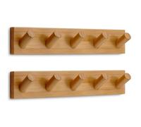 LARHN Porte Manteau Mural Bois avec 5 Crochets (2 u), 42cm - Patere Murale en Bambou - Series 6