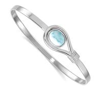 Larimar Bracelet souple en argent sterling 925 plaqué rhodium poli et texturé pour femme 3,8 mm