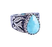 Larimar FSJ-5682 Bague en argent sterling 925 massif avec pierres précieuses faites à la main Cadeau pour elle, Pierre, Larimar
