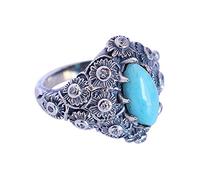 Larimar FSJ-5686 Bague en argent sterling 925 massif avec pierres précieuses faites à la main Cadeau pour elle, Pierre, Larimar