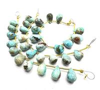 Larimar naturel 11 x 7 mm Drop Faceted 4 pouces 10 pièces Bleu clair Couleur Rare Perles de pierres précieuses Plage German_Beads_77