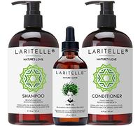 Laritelle Kit de croissance des cheveux bio | Shampooing 440 ml + après-shampoing 400 ml + produit de soins capillaires 4 oz | Quinoa bio + kératine + romarin, gingembre et raisin