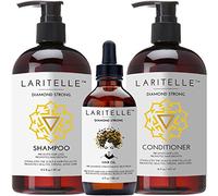 Laritelle Organic Hair Growth Kit | Shampooing 470 ml + Après-shampooing 400 ml + Traitement anti-perte de cheveux 120 ml Huile d'argan, Rosemary, gingembre et bois de cèdre sans OGM, sulfates, gluten