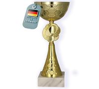 Larius Trophée M2 (20 cm, 245 g) - Trophée Personnalisable en métal avec Socle en Pierre - Idéal pour Tournois, Football, Anniversaires d'enfants, équipes & remises de Prix (sans Texte au Choix, S)