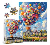 Larkipuzz - Puzzles de fleurs pour adultes - 1 000 pièces - Puzzle coloré de jardin - Ballon de vélo - Thème de la course difficile et impossible comme art de la maison