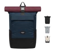 Larkson Sac à Dos Roll Top Femmes & Hommes Bleu Rouge - No 4 - Backpack pour l'École, l'Université - Compartiment Ordinateur Portable 16 Pouces - Hydrofuge