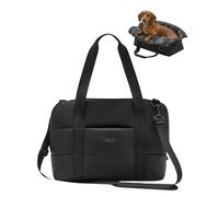 Larkson Sac de Transport pour Chien Noir - Frida - Sac à Bandoulière Pliable pour Petits et Moyenne Chiens & Chats jusqu'à 10 kg - Utilisable comme Panier pour l'Extérieur & Les Voyages