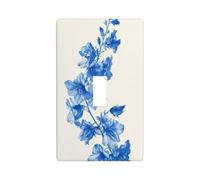 Larkspur Plaque murale décorative pour interrupteur à bascule unique pour cuisine, ferme, chambre à coucher, salle de bain Motif fleur bleue