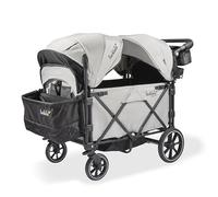 Larktale Caravan Quad, Avalon Gray - Caravane pliable pour enfants et bébés - Sièges jusqu'à quatre passagers - Charge totale de 200 livres - Double auvent solaire, guidon réglable - Version