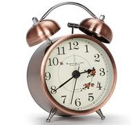 Larkumio Reveil Vintage Reveil Matin a Piles, Réveil Silencieux Reveille Petit Alarm Clock pour Malentendant Gros Dormeurs pour Chambre ou Voyage, Fleur