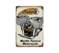 Larkverk Plaque en métal rétro « Indian World's Fastest Motorcycle » pour maison, bar, bureau, décoration murale, salle de bain, 30,5 x 20,3 cm