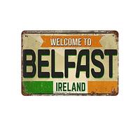 Larkverk Plaque en métal vintage « Welcome to Belfast Irlande » - Décoration murale - 30,5 x 20,3 cm - ETP-TPH-SB-128, Multi-20