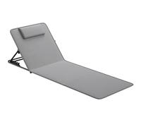 LARMNEE Chaise de Plage avec Dossier Réglable, Matelas de Plage en Mousse, Lit de Bain de Soleil avec Dossier Inclinable, Chaise Longue Pliable avec Appui-Tête et Poche de Rangement, Gris EGY01TY02