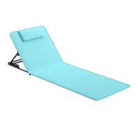 LARMNEE Chaise de Plage avec Dossier Réglable, Matelas de Plage en Mousse, Lit de Bain de Soleil avec Dossier Inclinable, Chaise Longue Pliable avec Appui-Tête et Poche de Rangement, Vert EGN01TY02