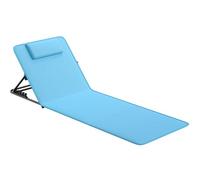 LARMNEE Chaise de Plage avec Dossier Réglable, Matelas de Plage en Mousse, Lit de Bain de Soleil avec Dossier Inclinable, Chaise Longue Pliable avec Appui-Tête et Poche de Rangement, Bleu EBU01TY02