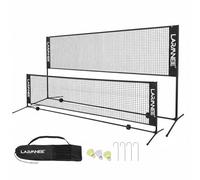 LARMNEE Filet de Badminton, Filet de Badminton Pliable, Réglable sur 3 Hauteurs, Filet de Tennis Portable, Filet de Volley Exterieur, Cadre Robuste Métal, avec Sac de Transport