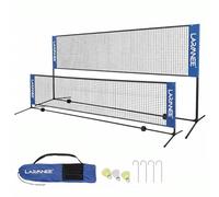 LARMNEE Filet de Badminton, Filet de Badminton Pliable, Réglable sur 3 Hauteurs, Filet de Tennis Portable, Filet de Volley Exterieur, Cadre Robuste Métal, avec Sac de Transport