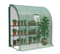 LARMNEE Serre Adossée, Serre à Tomates, avec Bâche PE à Fermeture à Glissière sur Les Côtés, 200 x 100 x 210 cm, Cadre Métallique, pour Fleurs, Légumes, Balcon, Plantes, Terrasse, Vert EGN72GH02