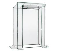 LARMNEE Serre de Jardin, Serre à Tomates, avec Barre de Renfort sur Le Toit Plat, Porte Enroulable, Abri Potager pour Plantes, Anti-Accumulation de Pluie, 100 x 50 x 150 cm, Blanc EWT15GH02G1