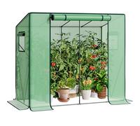 LARMNEE Serre de Jardin, Serre Tomate, Cadre métallique Solide et Film PE Plus Long, Toit en Pente, avec Barres de Renfort, 2 Fenêtres, Porte Enroulable, 200 x 77,5 x 170 cm, Vert EGN30GH02G3