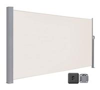 LARMNEE Store Latéral 190 x 450 cm, Brise-Vue Rétractable, Auvent extérieur, Résistant aux Intempéries, avec Fixation au Sol, pour Jardin, Terrasse, Piscine, Beige EBE1945TBP02