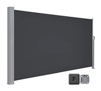 LARMNEE Store Latéral 190 x 450 cm, Brise-Vue Rétractable, Auvent extérieur, Résistant aux Intempéries, avec Fixation au Sol, pour Jardin, Terrasse, Piscine, Gris Anthracite EBK1945TBP02