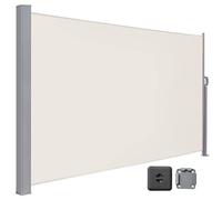 LARMNEE Store Latéral 200 x 450 cm, Brise-Vue Rétractable, Auvent extérieur, Résistant aux Intempéries, avec Fixation au Sol, pour Jardin, Terrasse, Piscine Beige EBE2045TBP02